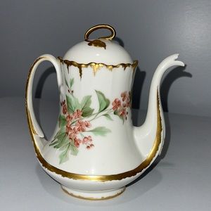 Antique JPL Jean Pouyat Limoges 1894 Tea pot hand painted gold floral